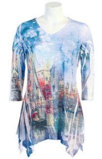 Jess N Jane "Waterfront Venice" Sublimation Tunic with Rhinestone Bling Accents extra large Fashion T Shirts