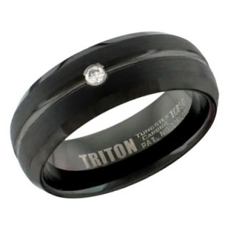 Triton Mens 8.0mm Diamond Accent Comfort Fit Black Tungsten Wedding