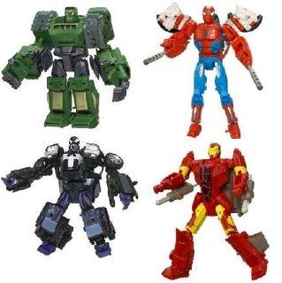 Marvel Legends Transformers Hybrid Crossover Action figure Set of 4 (Spiderman, Hulk, venom, Iron Man) Toys & Games