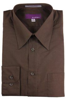 Men's Brown Button Down Long Sleeved Dress Shirt   Size 17 1/2 36/37  