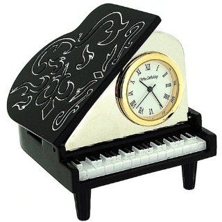 Miniature Piano Black & White Novelty Collectors Clock On Stand 9877 Watches