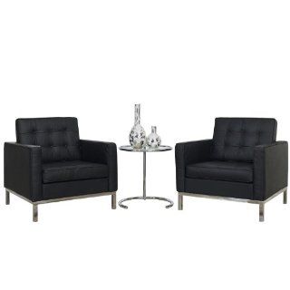 Shop LexMod Florence Style Leather Armchairs and Eileen Gray Side Table Set in Black at the  Furniture Store. Find the latest styles with the lowest prices from LexMod