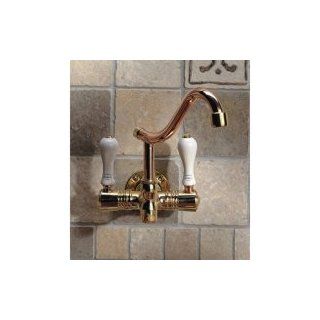 Herbeau 42046358 Polished Copper Brass/Wood Dixmude DIXMUDE KITCHEN FAUCET Single Hole Mixer Wall Mounted   Kitchen Sink Faucets  