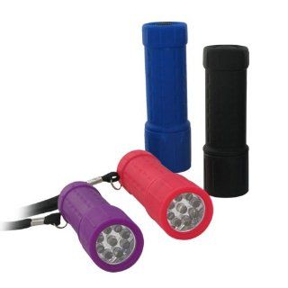 Super Bright 9 LED Rubber Grip Anti Shock Flashlight   Weather and Slip Resistant (Colors Vary)   Basic Handheld Flashlights  