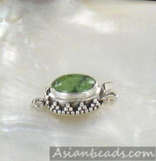 AAA OVAL LIME GREEN TURQUOISE STERLING CLASP #3~ 