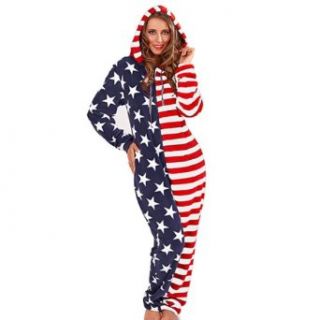 New Loungeable Boutique Stars and Stripes USA Flag Onesie in Blue XS