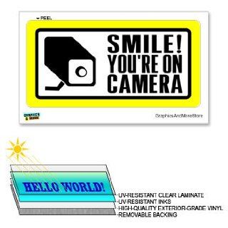 Smile You're On Camera Video Surveillance   12 in x 6 in   Laminated Sign Window Business Store Sticker  Business And Store Signs 
