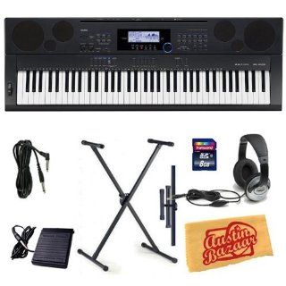 Casio WK 6500 Workstation Keyboard Bundle with Keyboard Stand, 8 GB SD Card, 10 Foot Instrument Cable, Sustain Pedal, Headphones, and Polishing Cloth Musical Instruments