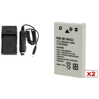 CommonByte 2 Battery+Charger EN EL5 for Nikon CoolPix P6000 P3 P4  Digital Camera Accessory Kits  Camera & Photo