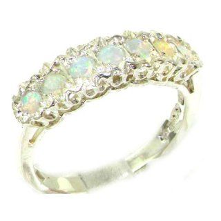 Solid English Sterling Silver Ladies Natural Fiery Opal Victorian Style Eternity Band Ring   Finger Sizes 5 to 12 Available Jewelry