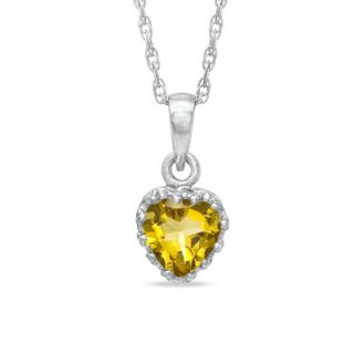 0mm Heart Shaped Citrine Crown Pendant in Sterling Silver   Zales