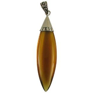 Stunning Amber Obsidian Sterling Silver Pendant Jewelry