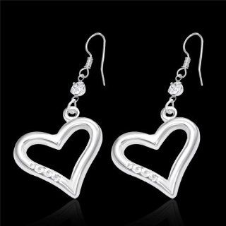RUBI CLARE  Fashion Open Love Heart Long Drop Hook Earrings w/ CZ (pair)   Includes gift Bag RUBI CLARE DOWNUNDER Jewelry