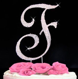 Letter F   Swarovski Crystal Monogram Wedding Cake Topper Letter Kitchen & Dining
