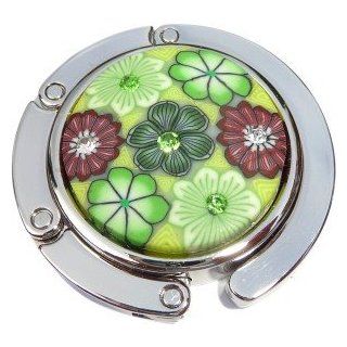 Flowers With Stones Green Foldable Purse Hanger Handbag Table Hook Jewelry