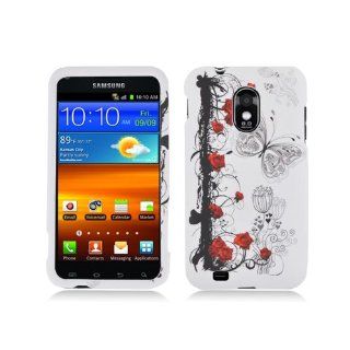White Red Flower Butterfly Hard Cover Case for Samsung Galaxy S2 S II Sprint Boost Virgin SPH D710 Epic Touch 4G Cell Phones & Accessories