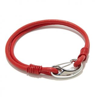 Men's Leather and Stainless Steel Hook Clasp Bracelet