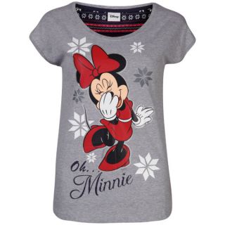 Minnie Mouse Womens Fairisle Pyjama Set   Royal & Grey      Clothing
