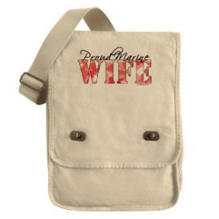 Proud Marine Wife (Pink Butterfly Camo) Field Bag Clothing