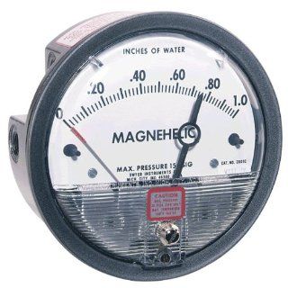 Dwyer Magnehelic Differential Pressure Gage, 2000 00 ASF, 0 0.25" w.c., with Adj Signal Flag Industrial Pressure Gauges