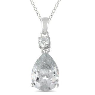 Sterling Silver Cubic Zirconia Pendant, 18" Pendant Necklaces Jewelry