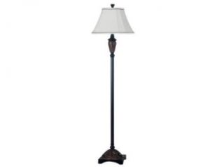 Kenroy Home Gallagher 63 Inch Floor Lamp In Dark Rattan Finish With off White Cut Corner Square Shade    
