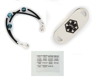 "Magic" Double Strand Medical Alert Bracelet With Black Stainless Steel Identification Tag Bundle Health & Personal Care