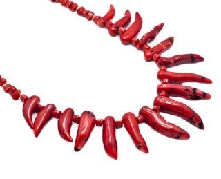 Kenneth Jay Lane Couture Red Coral Branch Bead Tusks Statement Necklace NEW Jewelry