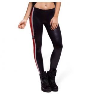 Women Mass Effect N7 WET Look Leggings Black Leather Pants Clothing