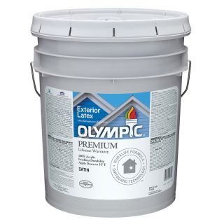 Olympic 5 Gallon Exterior Satin White Latex Base Paint