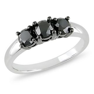 CT. T.W. Enhanced Black Diamond Three Stone Ring in 10K White Gold