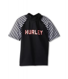 Hurley Kids Surfside Stripe Rashguard Girls Swimwear (Black)