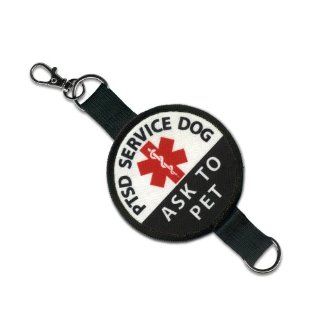 PTSD SERVICE DOG Ask to Pet Round Patch Velcro Double Sided Leash Wrap 