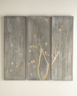 Three Piece Willow & Bird Wall Panel