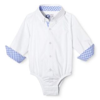 G Cutee Newborn Boys Long Sleeve Solid Button Down Shirtzie   Winter White 18 M