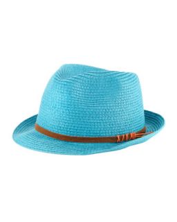 Faux Suede Band Fedora, Turquoise   Michael Stars