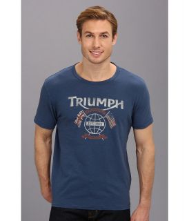 Lucky Brand Triumph Globe Flags Graphic Tee Mens Short Sleeve Pullover (Navy)