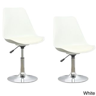 Corliving White Adjustable Chair With Leatherette Seat (set Of 2)