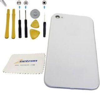 Iphone 4 Back Glass Door Battery Cover Replacement White ~ Verizon Cdma Only (6 Piece Tool Kit + Torx + Zeetron Microfiber Cloth) 9 Piece Do It Yourself Kit Cell Phones & Accessories