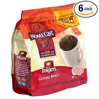 Folgers Home Cafe Classic Roast Coffee, 18 Count Pods (Pack of 6)  Grocery & Gourmet Food