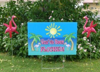 48 Pink Flamingo Twirlers and 1 "You've Been Flocked" sign  Yard Signs  Patio, Lawn & Garden