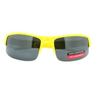 Mens Classic Sports Half Rim Wrap Around Narrow Sunglasses Yellow Clothing