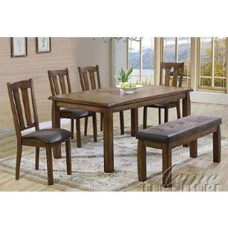 6pc Casual Dining Table & Chairs Set in Ask Oak Finish   Dining Room Furniture Sets