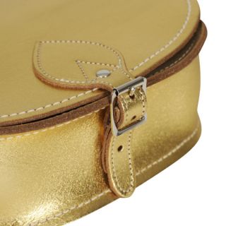 Zatchels Small Metallic Leather Saddle Bag   Gold      Womens Accessories
