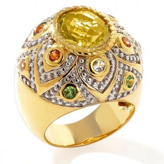 Sima K 4.48ct Lime Quartz and Multigemstone Vermeil Ring