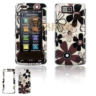 White with Black and Brown Daisy Flowers Design Snap On Cover Hard Case Cell Phone Protector for LG Versa VX9600 VX 9600 [Beyond Cell Packaging] Cell Phones & Accessories