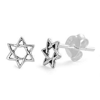 Star of David (jewish Star) Stud Earrings Sterling Silver   6mm Jewelry
