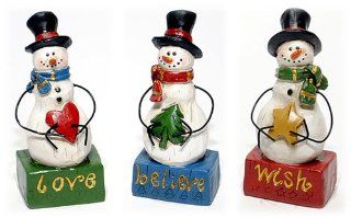 Shop 11" Snowman on Love, Believe, & Wish Block   Set of 3 at the  Home Dcor Store