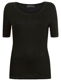 Mint Velvet Black longline short sleeve T shirt Black