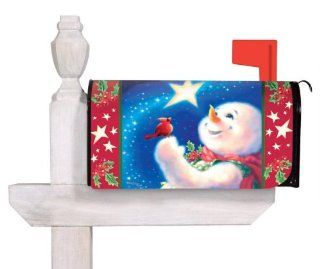 24" Cheerful Frosty the Snowman Holding a Cardinal Mailbox Cover  Outdoor Flags  Patio, Lawn & Garden